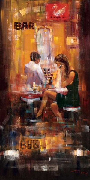 Madjid Bar Scene II Giclee-Druck