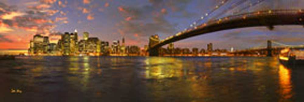 Xiong, John New York City at sunset Giclee-Druck