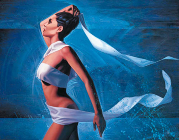 Christoph, Steph Riding the Wave Giclee-Druck