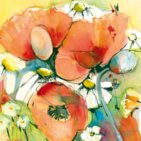 Peuckert, Marta Mohn und Margeriten Giclee-Druck