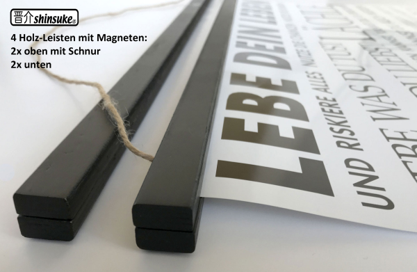 Holz-Posterleisten 51 cm - Posterleisten - 2 Paar, Magneten schwarz
