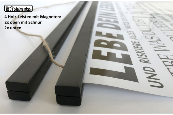 Holz-Posterleisten 41 cm - Posterleisten - 2 Paar, Magneten schwarz