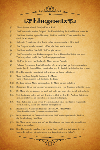 Ehegesetz - Mini-Poster - Urkunde