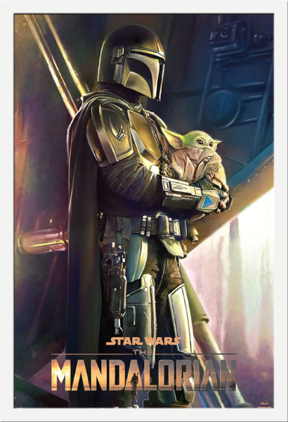 Star Wars - Poster - The Mandalorian - Clan of two + Wechselrahmen, Shinsuke® Maxi MDF weiss, Acryl-Scheibe