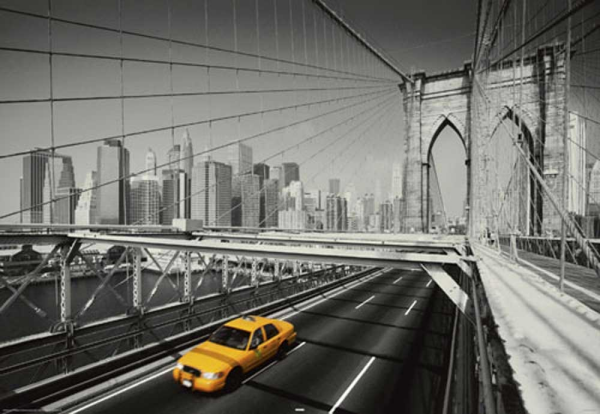 New York - Poster - Yellow Cab colourlight Brooklyn