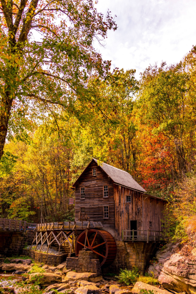 Alte Mühle im Herbst - Poster - Glade Creek Grist Mill + 1 Ü-Poster der Grösse 61x91,5cm