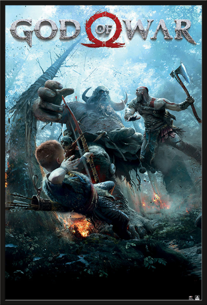 God of War - Poster - PlayStation + Wechselrahmen, Shinsuke® Maxi Kunststoff schwarz, Acryl-Scheibe