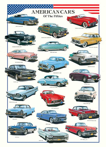 Poster - Educational - Bildung - American Cars of the Fifties Amerikanische Autors der 50er