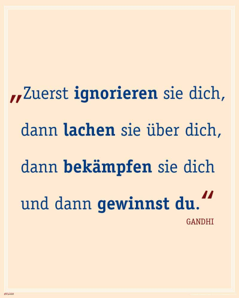 Motivational - Poster - Erst lachen sie über dich - M.Gandhi
