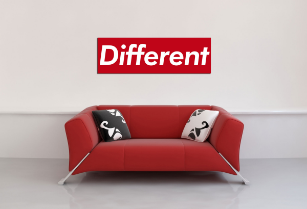 Different - Poster - Wandposter roter Hintergrund
