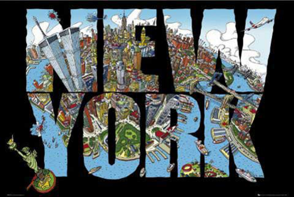 New York - Poster - Arty Globe - Script