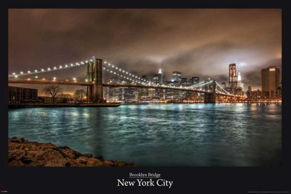 New York - Poster - Brooklyn Bridge High Dynamic R