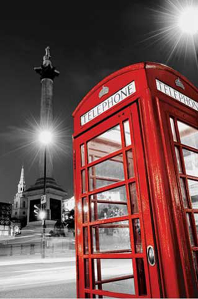 London - Poster - Red Telephone Box Trafalgar co Version 2