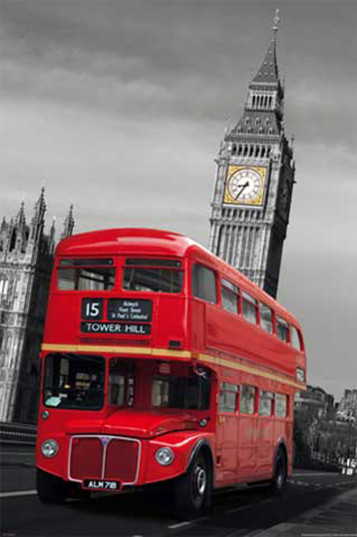 London - Poster - City colourlight Red Bus