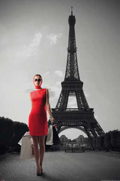 Paris - Poster - City Colourlight Red Dress