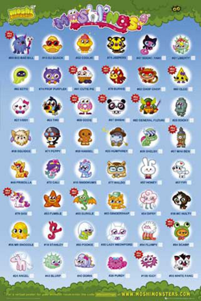 Moshi Monsters - Poster - Moshlings Tick Chart