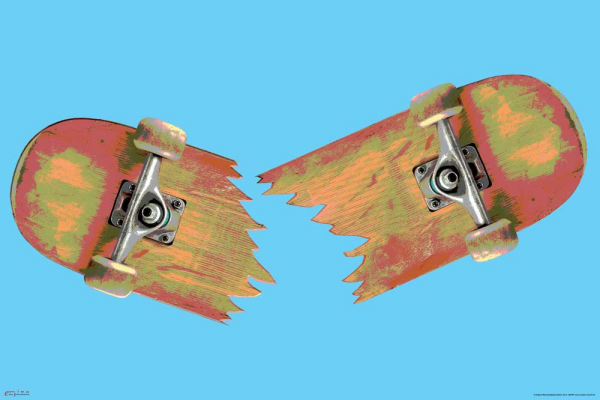Skateboarding - Poster - Broken Board