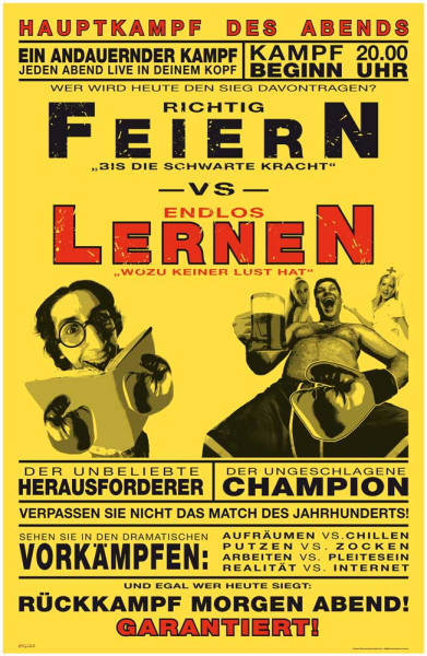 Feiern vs. Lernen - Poster - Boxkampf