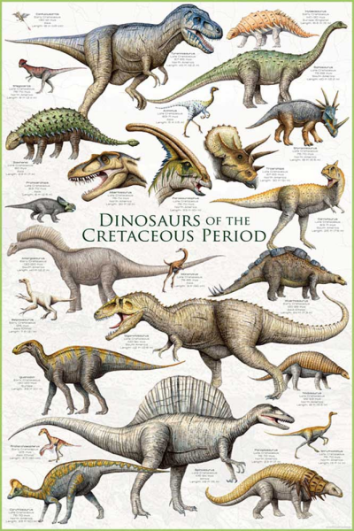 Educational - Bildung - Poster - Dinosaurs - Cretaceous Period Dinosaurier