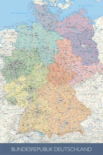 Landkarten  - Poster - Politische Deutschlandkarte