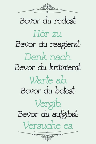 Motivational - Poster - Bevor du redest, Hör zu