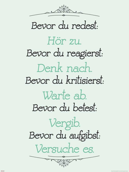 Motivational - Poster - Bevor du redest, Hör zu