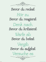 Motivational - Poster - Bevor du redest, Hör zu