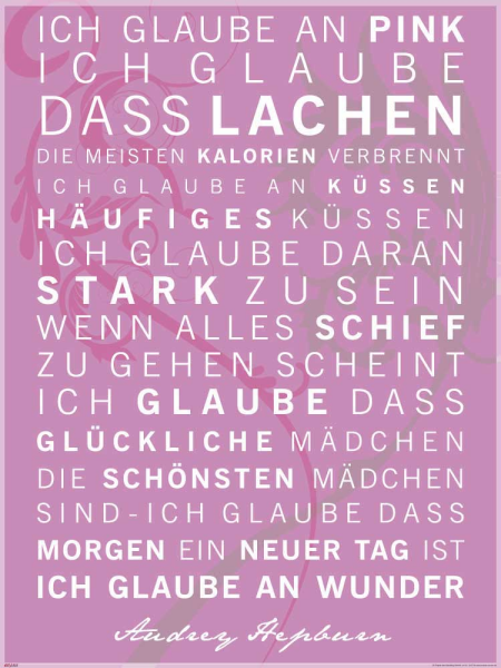 Motivational - Poster - Ich glaube an Pink
