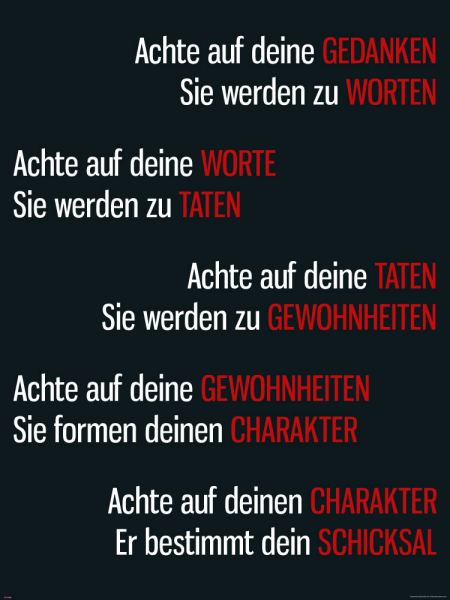 Motivational - Poster - Achte auf deine Gedanken
