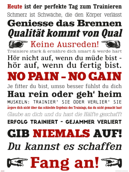 Motivational - Poster - GYM Training - Keine Ausreden! Weiß