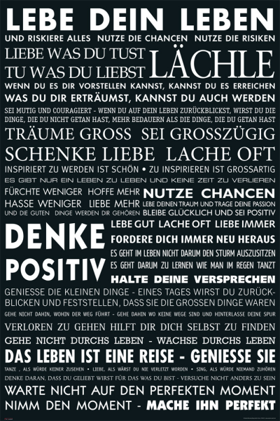 Motivational - Poster - Lebe Dein Leben - schwarz