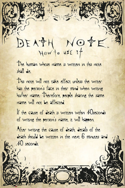 Death Note - Poster - Rules