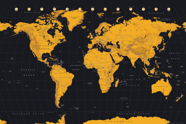 World Map - Poster - Gold