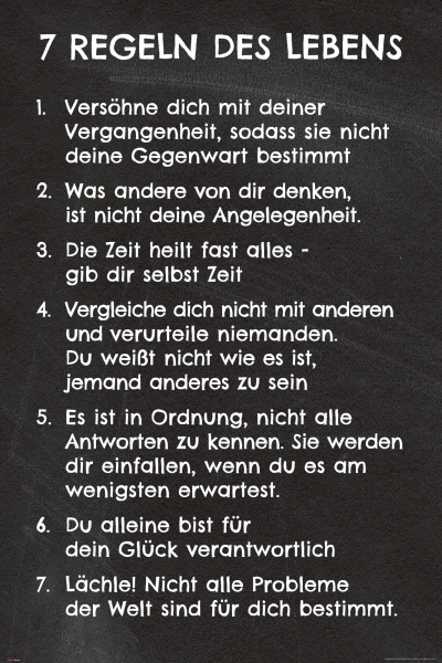 7 Regeln des Lebens - Poster - Schwarz