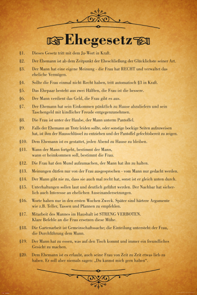 Ehegesetz - Poster - Urkunde