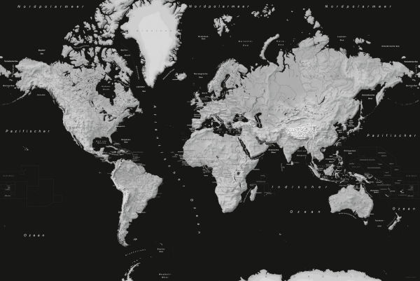 Landkarten - Poster - Weltkarte - Monochrom