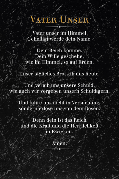 Vater Unser - Poster - Schwarzer Marmor
