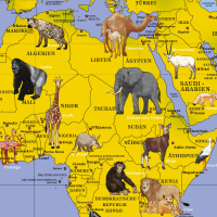 Landkarten - Poster - Kinderweltkarte - 100 Tiere unserer Erde