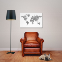 Landkarten - Poster - Weltkarte - Aquarell - grau