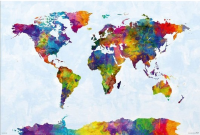 Landkarten  - Poster - World Map Watercolor