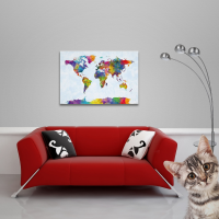 Landkarten  - Poster - World Map Watercolor