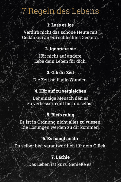 7 Regeln des Lebens - Poster - Schwarz Version 2