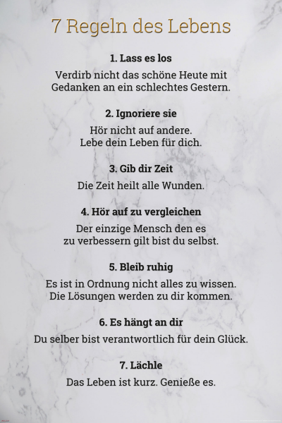 7 Regeln des Lebens - Poster - weiß Version 2