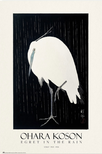 Ohara Koson - Poster - Egret in the Rain