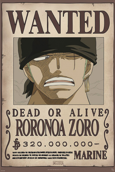 One Piece - Poster - Wanted Zoro