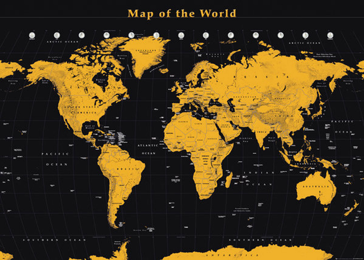 Landkarten - Giant Poster - Weltkarte - World Map - Gold, 10,99