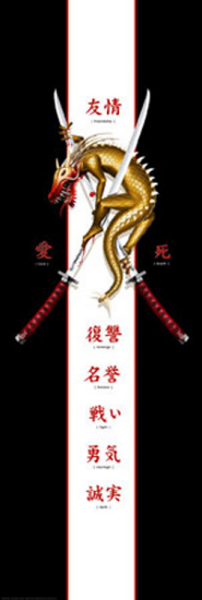 Chinese Writing - Türposter - Crossed Blades