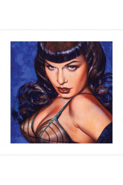 Bettie Page  - Kunstdruck - Blau