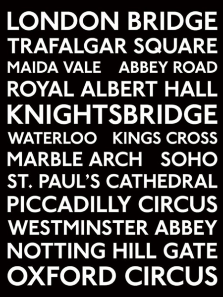 London - Kunstdruck - Bus Stationen