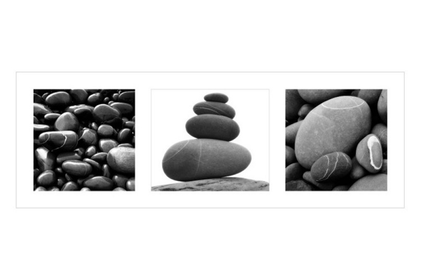 Black&White - Kunstdruck - Steine - Triptychon